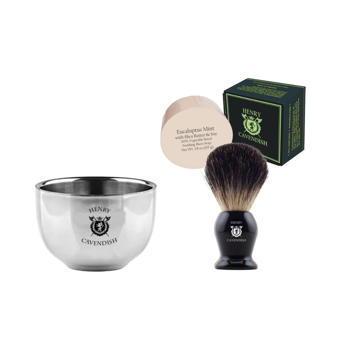 Shaving Soap, Steel Mug and Shaving Brush Kit